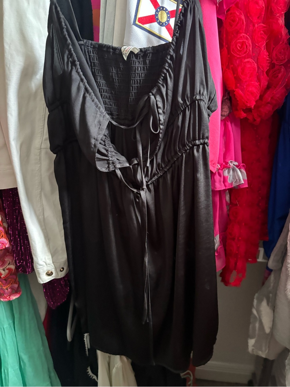 Free People Black Sleeveless Smocked Bodice Dress